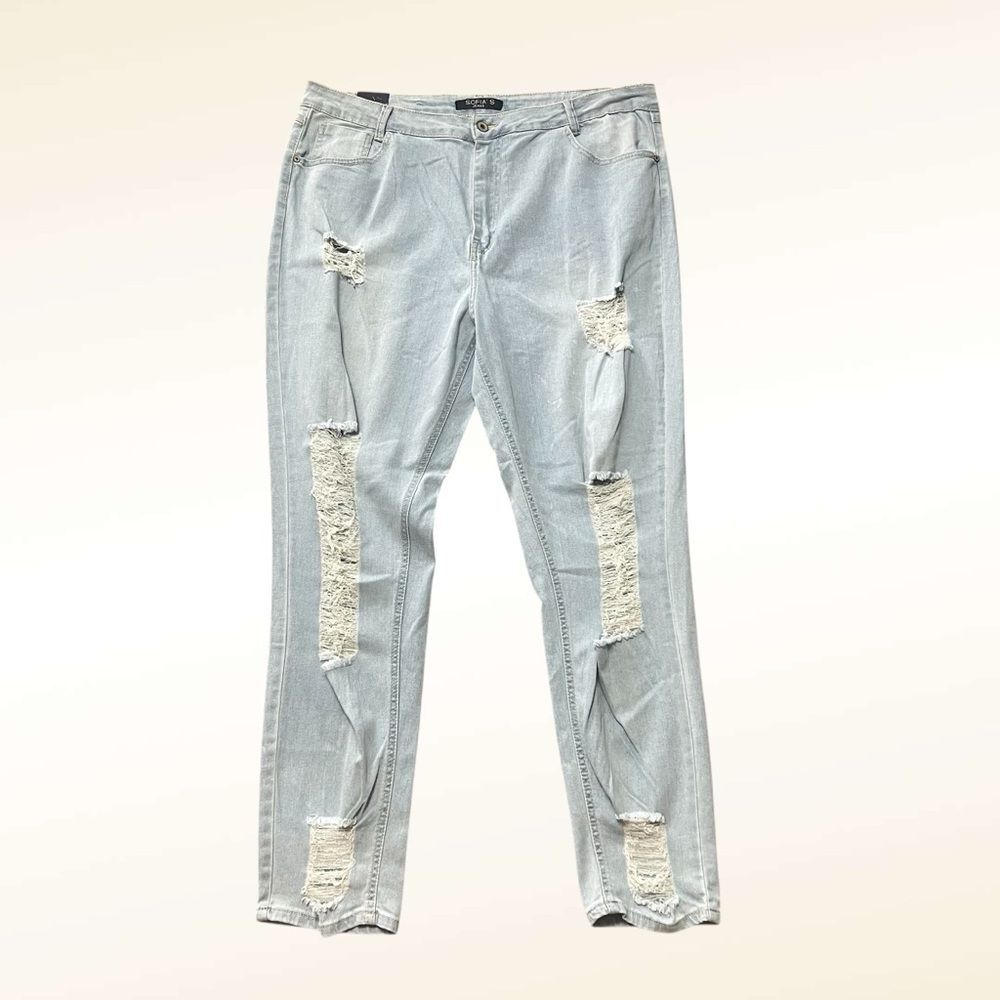 Sofia's Jeans Women's Light Wash Ripped Skinny Jeans NWT Size 24 Distressed